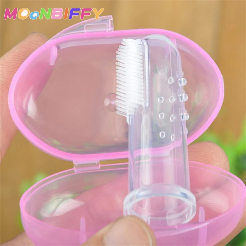 

1 Set Soft Baby Finger Toothbrush and Box Silicone Baby Brush Teeth Cleaning Care Hygiene Brush Infant Tooth Brush for Newborn