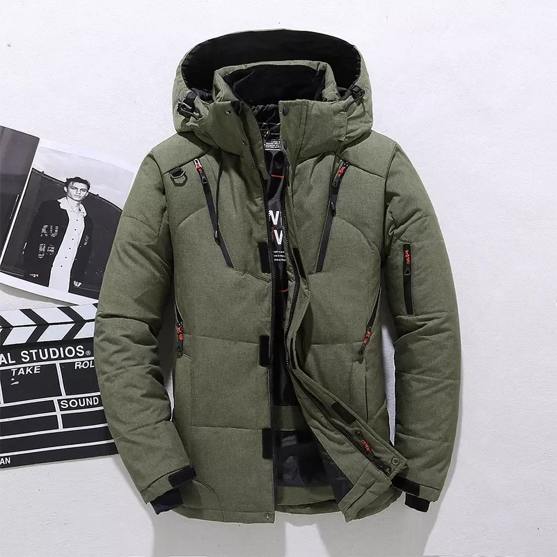Warm Hooded Thick Puffer Jacket Coat Male Casual High Quality Overcoat Thermal Winter Parka Men White Duck Down Jacket