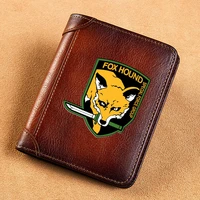 high quality genuine leather wallet foxhound special force group badge printing standard purse bk408