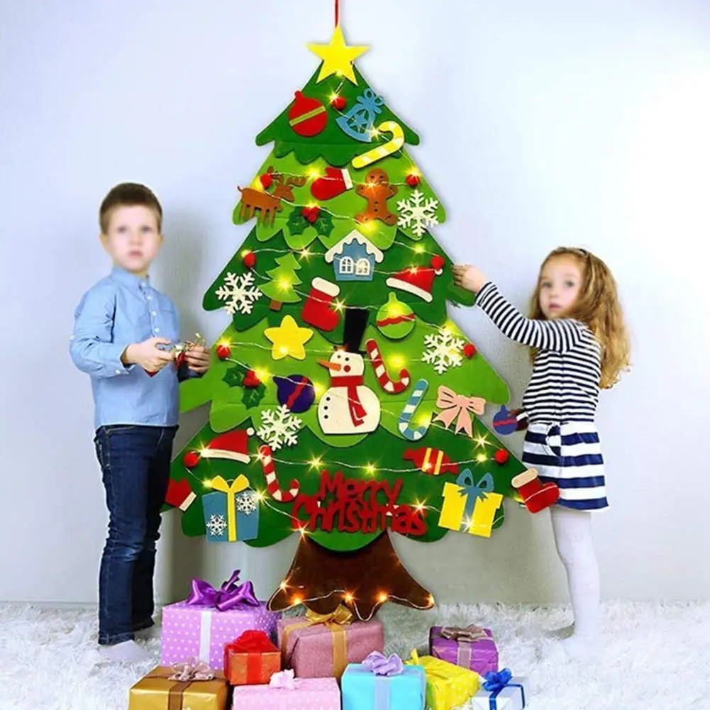 

Diy Felt Christmas Tree Toys Door Wall Ornament Decorations Snowman Gift Xmas Tree Educational Children Toys Boy N7n2