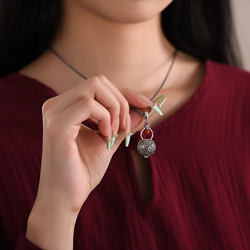 ZABRA из серебра 925 пробы выдолбленный кулон-саше для женщин портативное