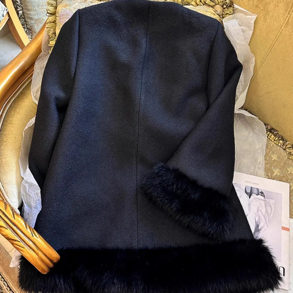 Женские искусственные шубы из лисы пуговица с черным бриллиантом шея куклы