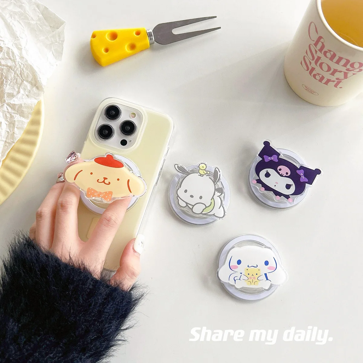 Sanrio Kuromi Cinnamoroll MyMelody Pachacco Hello Kitty милый мультяшный акриловый магнитный держатель