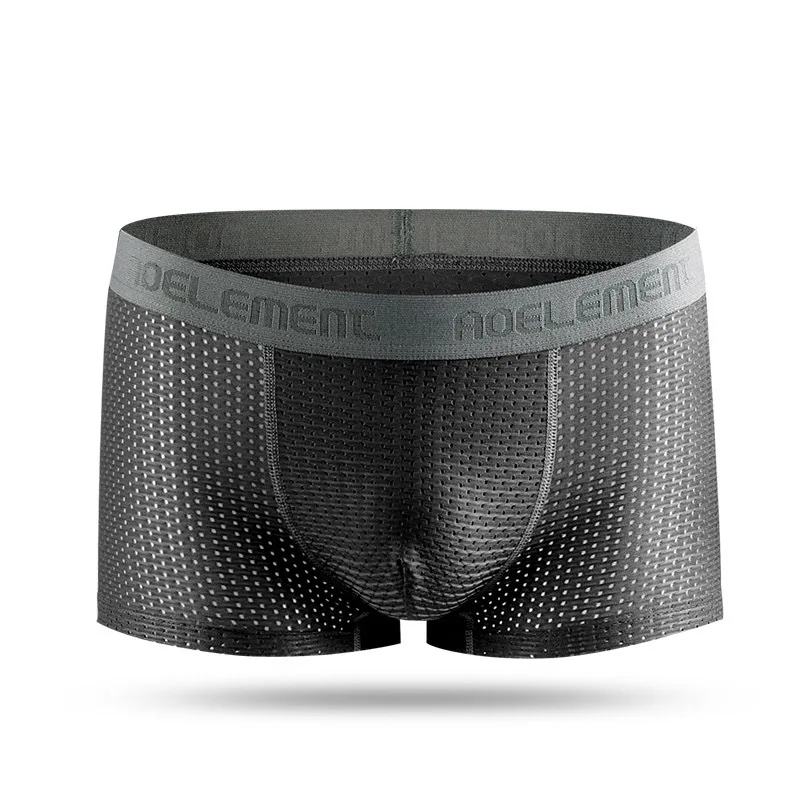 

U Pouch Mens Underwear Boxers Ice Silk 2022 Men's Mesh Panties Plus Transparent Modal Breathable Long Boxer for Man Long Lycra