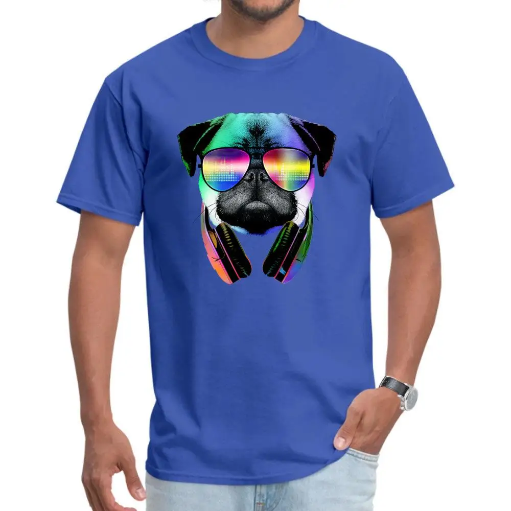 

Dj Pug 100% Cotton Summer Tops Tees Custom Men T-shirt Music Lover Animal Print T Shirts Vaporwave Short Sleeve Tshirt Newest