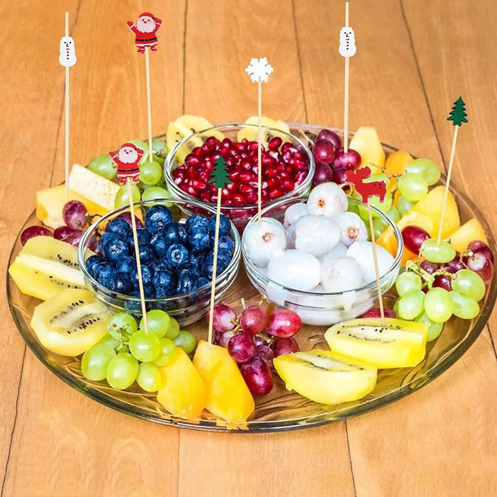 100Pcs Christmas Toothpicks Food Picks Dessert Buffet Fruit Salad Fork Cake Muffin Party Vegetable Sticks Cocktail Xmas Decor - купить по