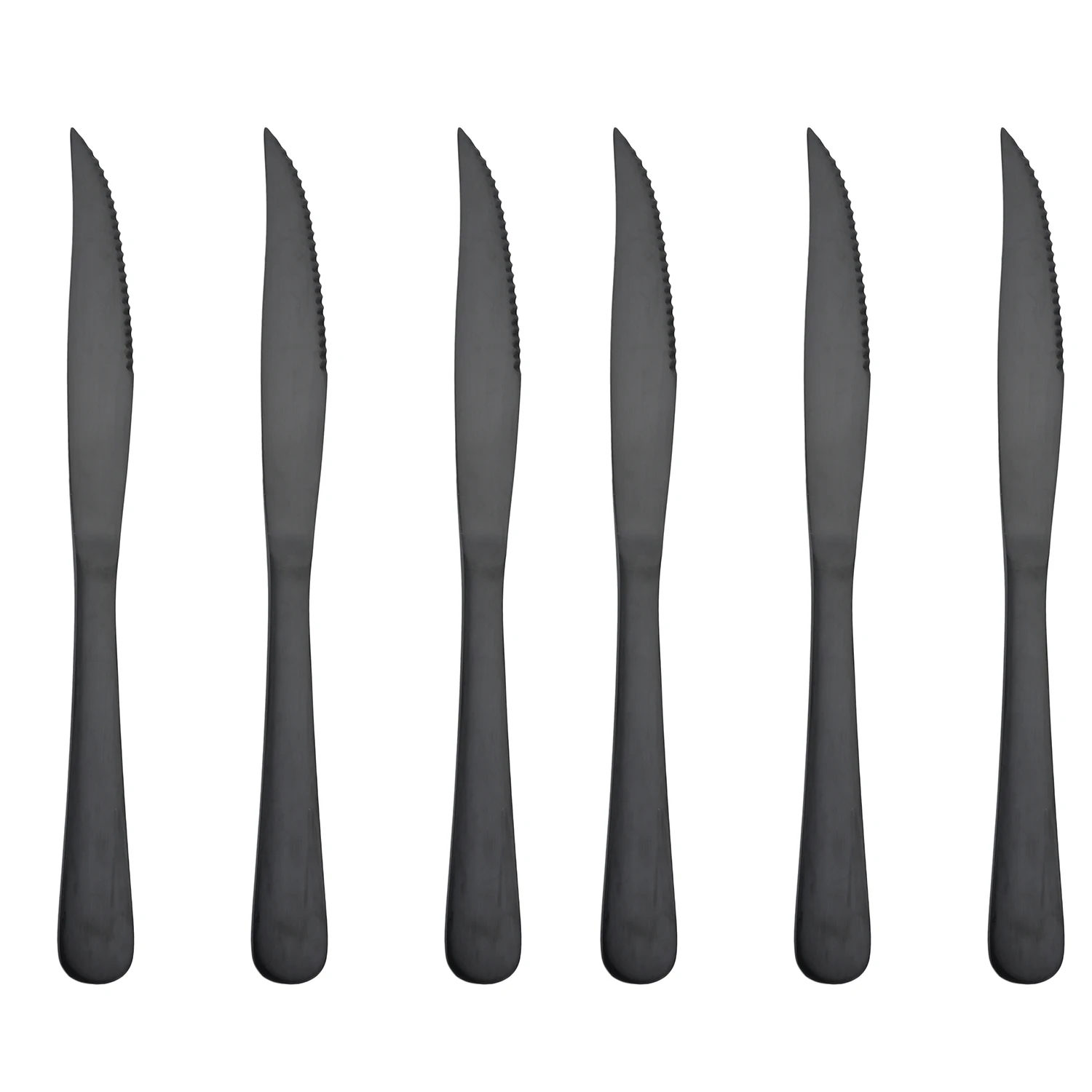 

6 Pcs Steak Knife Matte Black Rainbow Silver Plating Stainless Steel Cutlery Dinnerware Serrated Main Dinner Knife