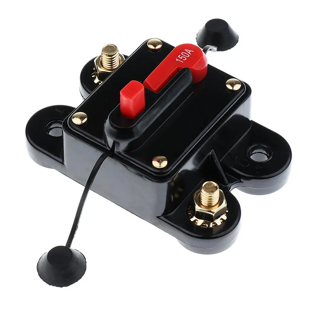 

50A/150A/200A/250A Car Inline Manual Circuit Breaker Power DC12V-24V - Black,