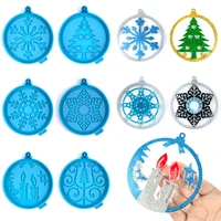 christmas round pendant silicone mould diy snowflake christmas decoration epoxy mould keychain pendant uv resin mould