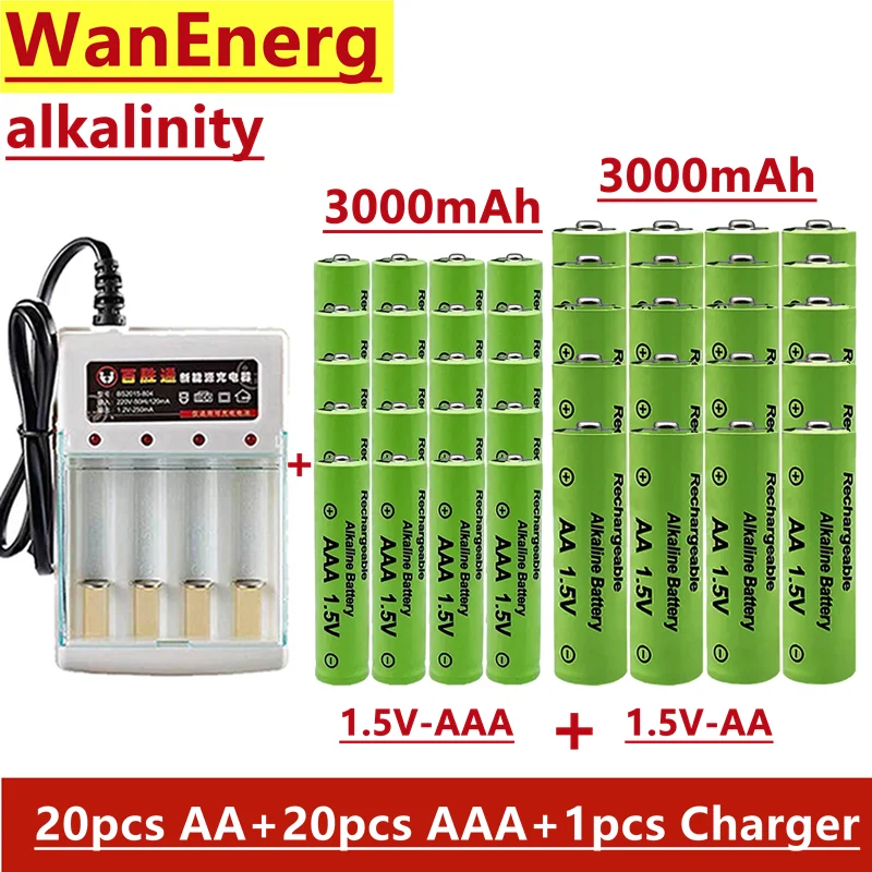

1.5V rechargeable battery, AAA + AA 3000mAh, alkaline technology, suitable for remote control, toys / computers, etc