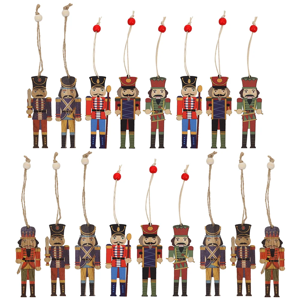

18 Pcs Walnut Soldier Pendant Wood Crafts Puppet Nutcrackers Xmas Ornaments Christmas Decorations Wooden Work Tree