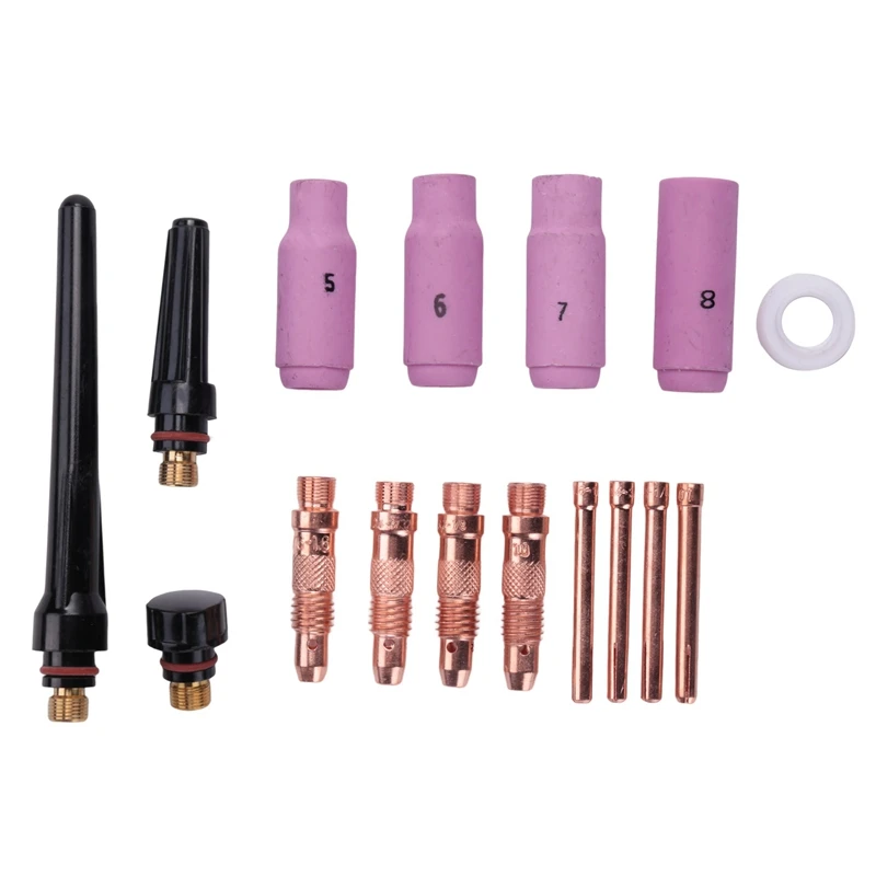 

16Pcs TIG Welding Torch Accessories Nozzle Cup Collet Gasket Consumables Kit TIG Welding Torch Supplies For WP-17/18/26