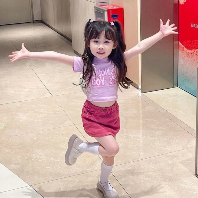 

Children Girls Summer Clothing Suit Toddler Girls 2Pcs Outfits Letter Print T Shirt Short Skirt Kids Girls Clothes Set