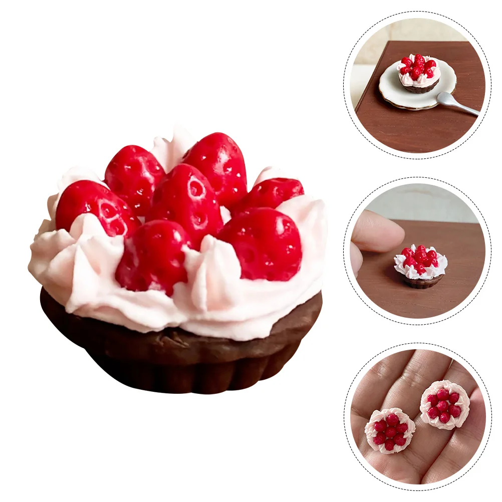 

Miniature Dessert Chocolate Strawberry Pie Model Kitchen Pretend Play for Kids Cooking Birthday Party