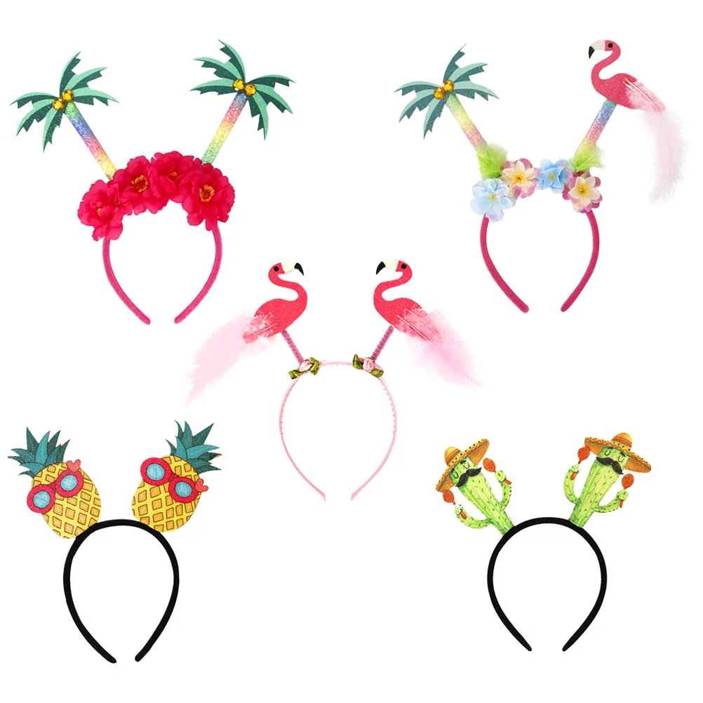 

5 Pcs Tropical Plants Hawaiian Headband Banquet Decor Pineapple Plastic Festival Hairbands