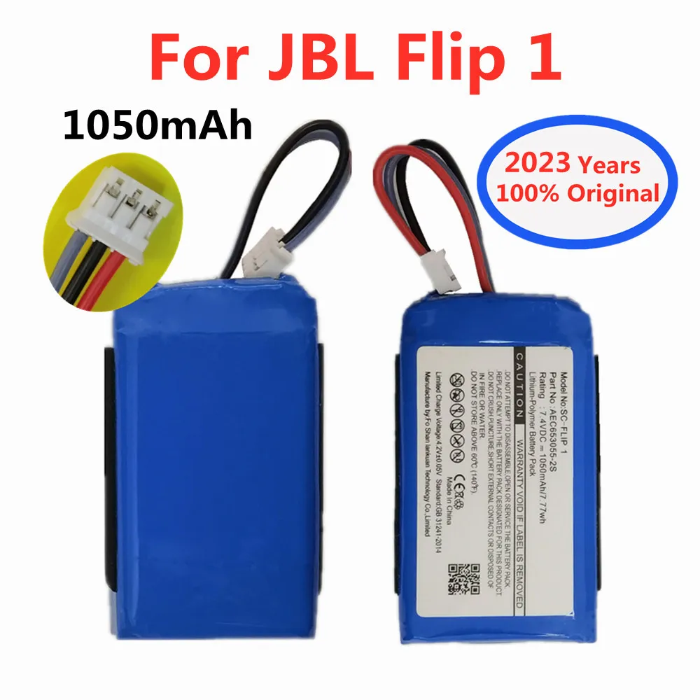 

2023 Years New Original Battery for JBL Flip1 Flip 1 AEC653055-2S 1050mAh Wireless bluetooth Audio Speaker Battery Bateria