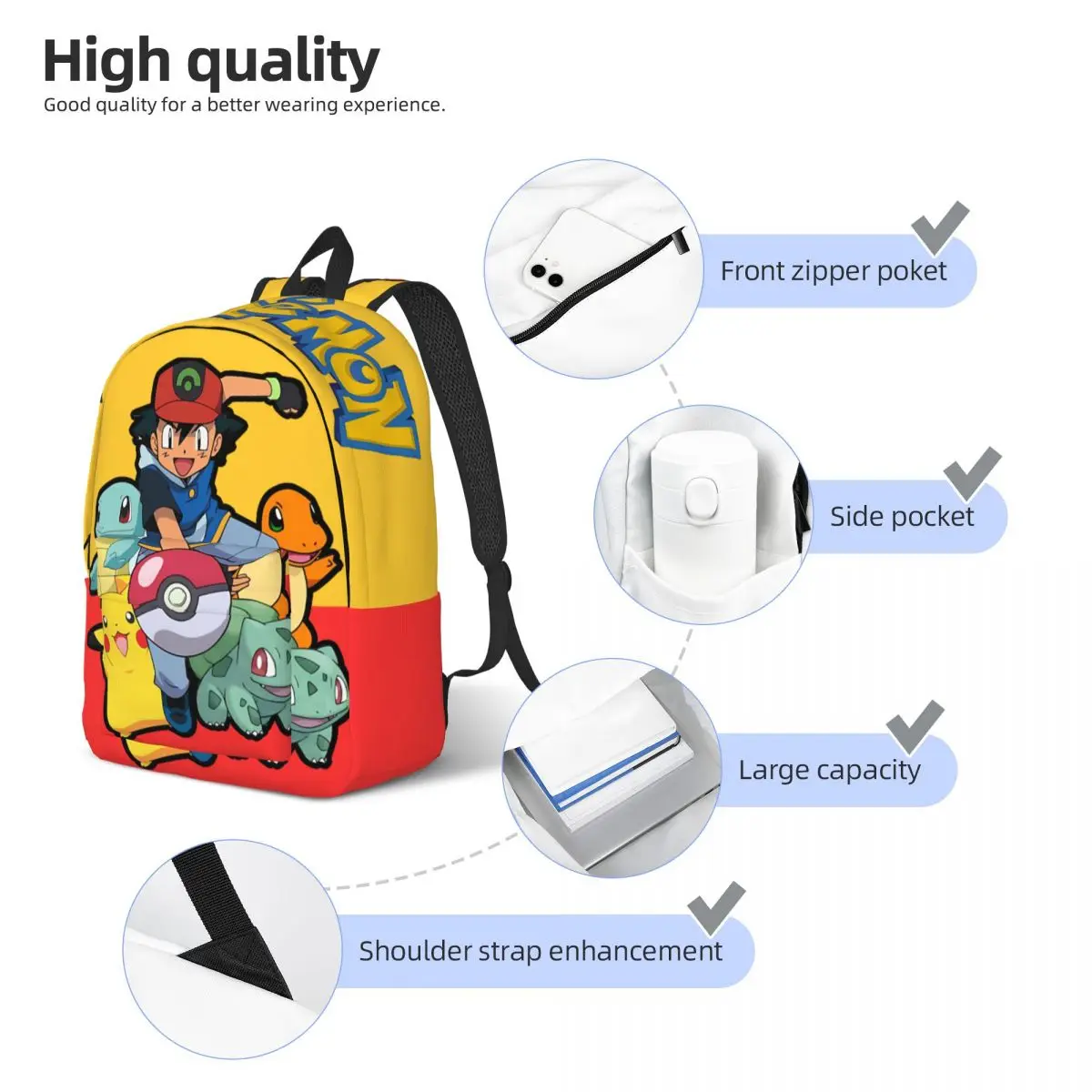 Детские сумки с наклейками Pokemon Ashh Poke карманный монстр Пикачу для девочек и