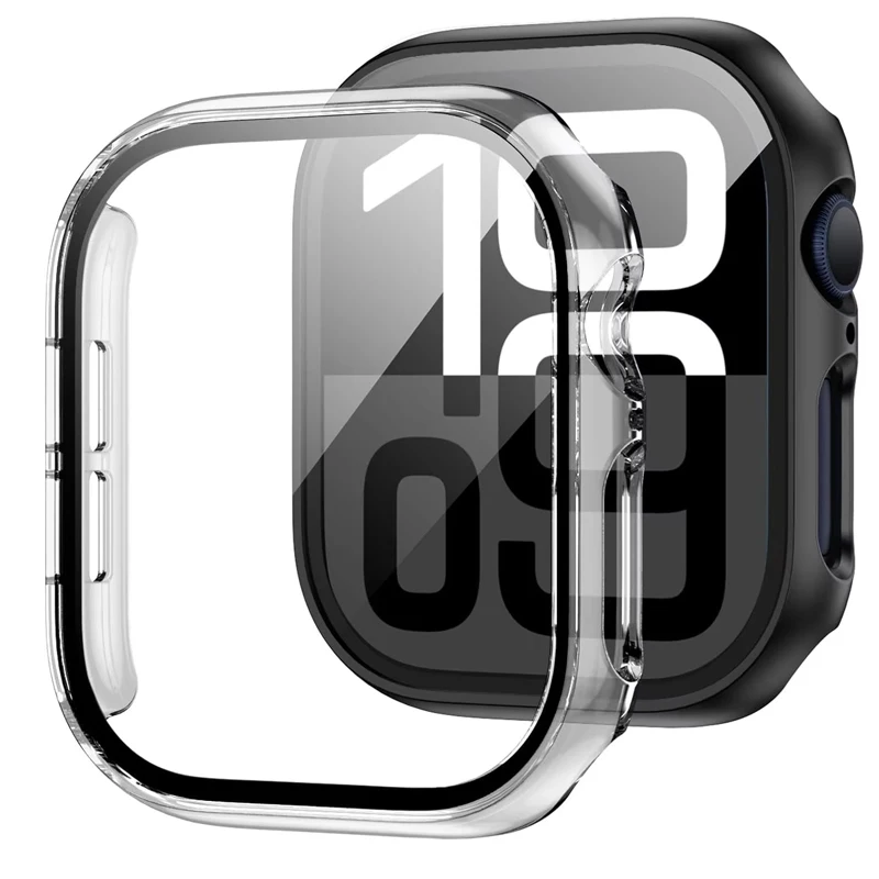 Фото Закаленное стекло + чехол для Apple Watch 10, 42 мм, 46 мм, матовый жесткий бампер для ПК, защитный чехол для экрана iWatch series 10, 42/46, аксессуары №1