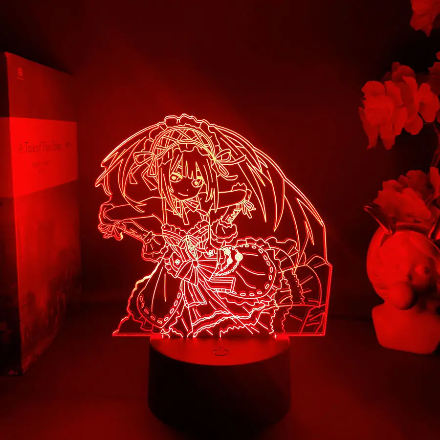 

Аниме свидание живая фигурка токисаки Куруми 3D светодиодные неоновые ночники подарок на день рождения для друзей спальня настольное украшение манга Лавовая Лампа