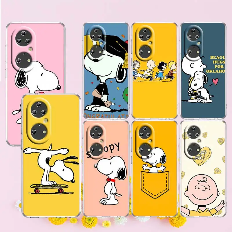 

Love Snoopy Cartoon Art For Huawei P50 P40 P30 P20 Lite 5G Pro Nova 5T Y9S Y9 Prime Y6 2019 Transparent Soft TPU Phone Case