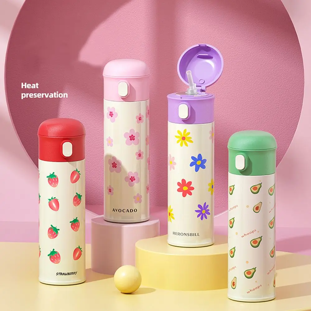 

500ml Insulated Portable Cute Stainless Steel Straw Cup Water Bottle Thermal Mug Vacuum Flasks