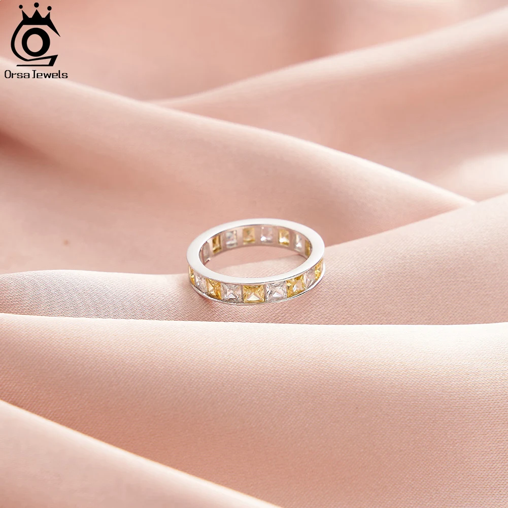 ORSA JEWELS Желто-белые кольца с кристаллами циркония стерлинговое серебро 925 пробы
