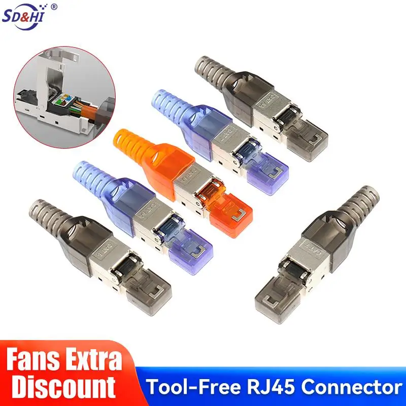 

Разъем для клемм Cat7 модульный, экранированная Хрустальная головка, Ftp RJ45, Cat6A/Cat8, разъемы Cat6A, 22-26AWG