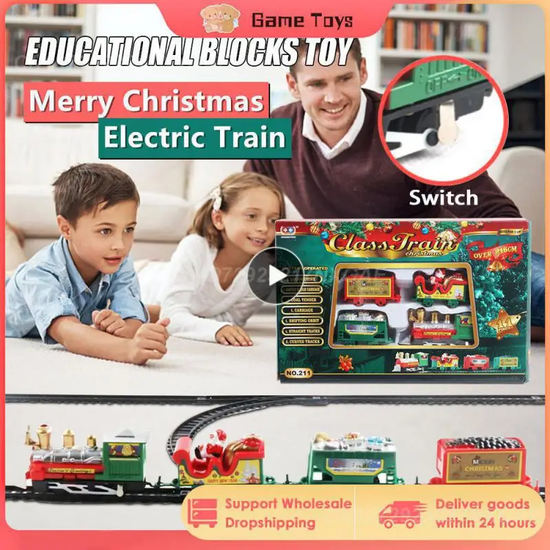

1~8PCS Christmas Electric Train Mini Santa Claus Rail Car Creative Christmas Tree Xmas Decor Kid Toy Gift