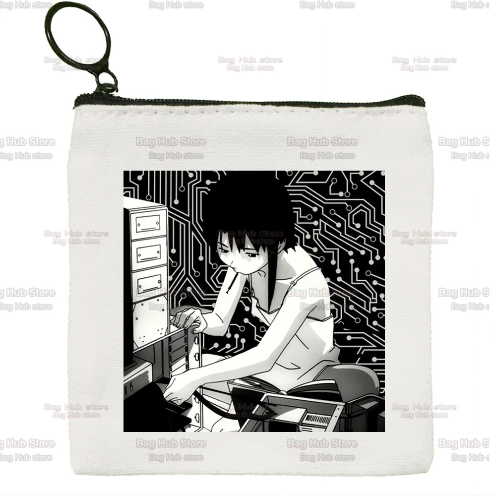 Serial Experiments Lain Small Purse Coin Purse Zipper Women's Canvas Cute Mini Coin Bag Earphone Storage Bag
