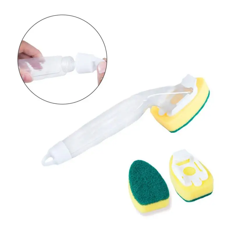 

2PCS Kitchen Cleaning Brush Scrubber Dish Washing Brushes With Refill Liquid Soap Dispenser Kitchen Cleaning Accessories Tools