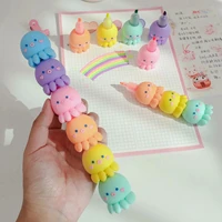 cute octopus shape stitching highlighter octopus cute stationery key mark assembled six color highlighter