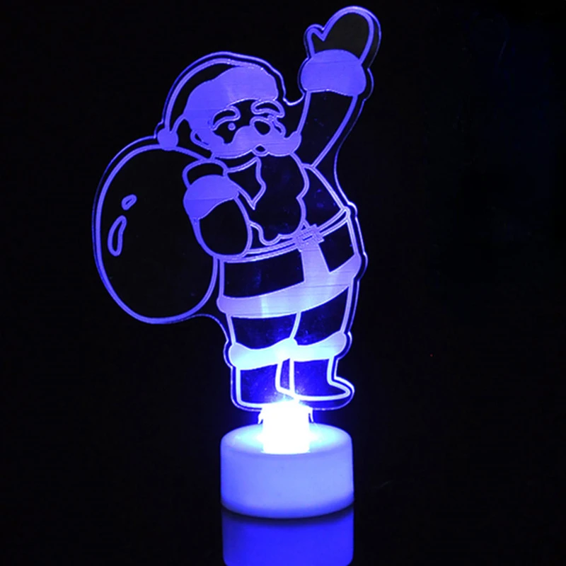 

Glowing Colorful Acrylic Small Christmas Tree Snowman Santa Gifts Christmas Decoration Products Supplies