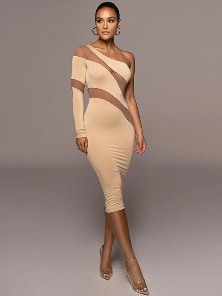 Женское Прозрачное платье с открытой спиной одним рукавом