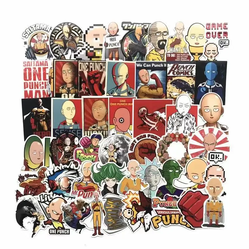td zw 50 pcslot japanese anime one punch man stickers for car laptop phone skateboard motorcycle bicycle cartoon sticker free global shipping