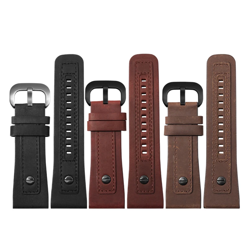 

Watch Band Men's Genuine Leather For Sevenfriday Series p2b02 Q2 / 02 / P3 / T2 Vintage Brown Black Watch Strap 28mm