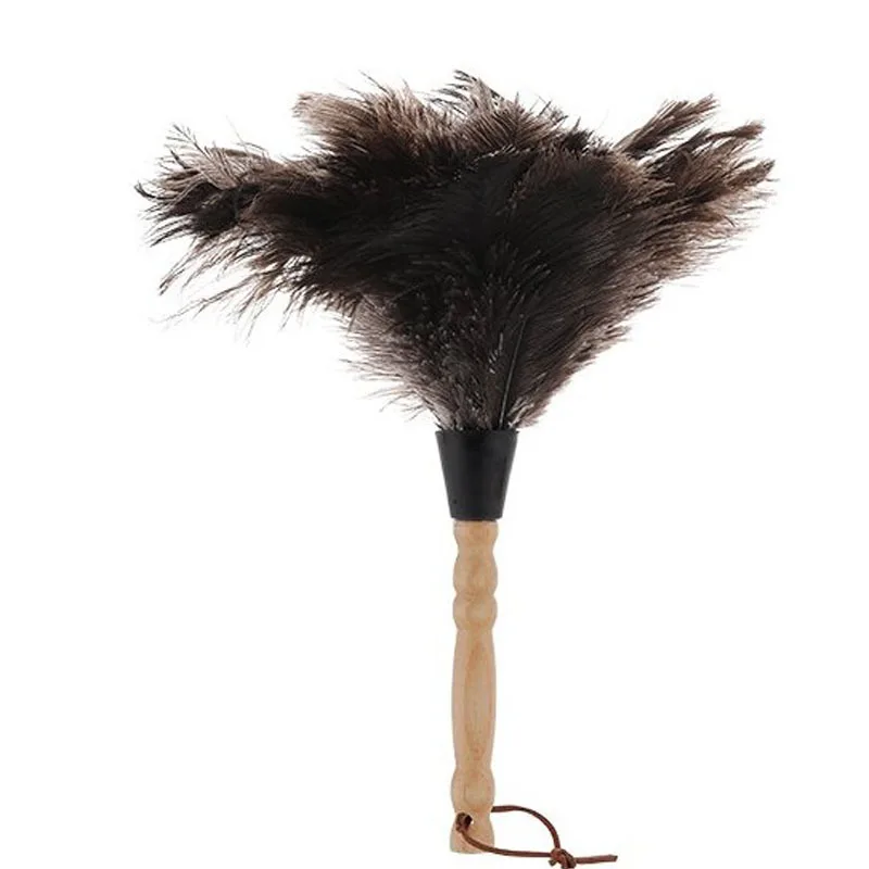 

Ostrich Feather Duster Fluffy Cleaning Supplies Small 35 CM with Wood Handle Washable for Keyboard Car Office Home