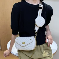 2 pcsset small pu leather crossbody bag for women 2022 luxury fashion brand chain shoulder handbags female travel