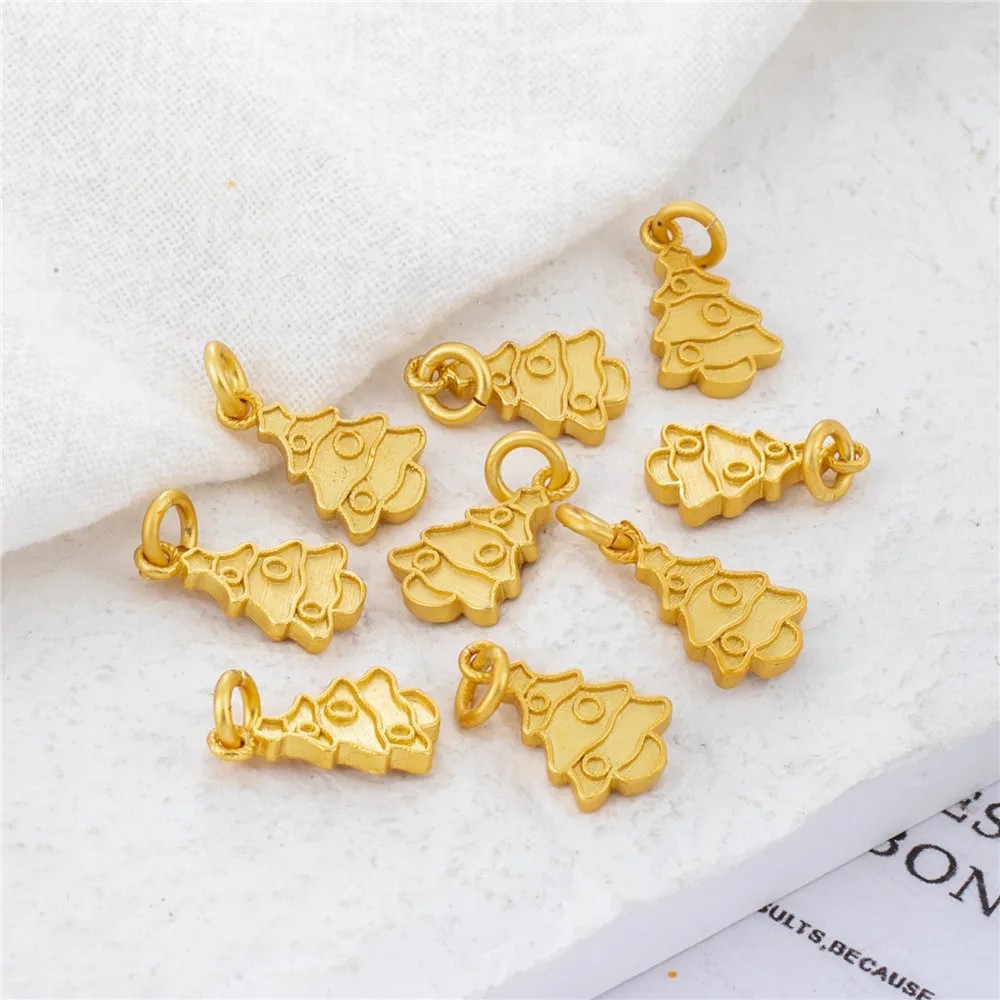 

18K gold bag color preserving dumb Gold Christmas tree shirt Tree Pendant 8*13mm Antique Gold Pendant DIY jewelry accessories
