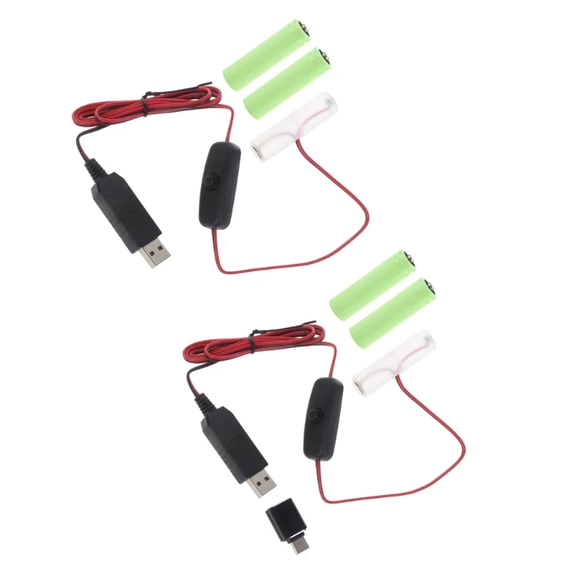 

2 м Тип C USB к 4,5 В LR6/AM3/AA Аккумуляторный Устранитель для светодиодной радиоэлектронной игрушки
