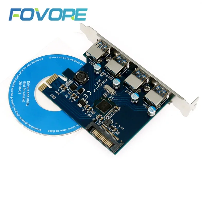 PCIE - 4-портовый адаптер USB 3.0 PCI Express концентратор 5 0 Гбит/с 19-контактный чипсет FL1100