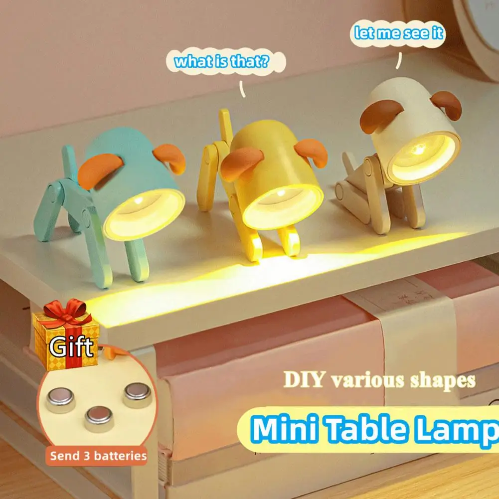 

LED Mini Night Light Cute Dog Deer Foldable Desk Lamps Desktop Ornament Book Light Kids Room Bedside Bedroom Decor Holiday Gifts