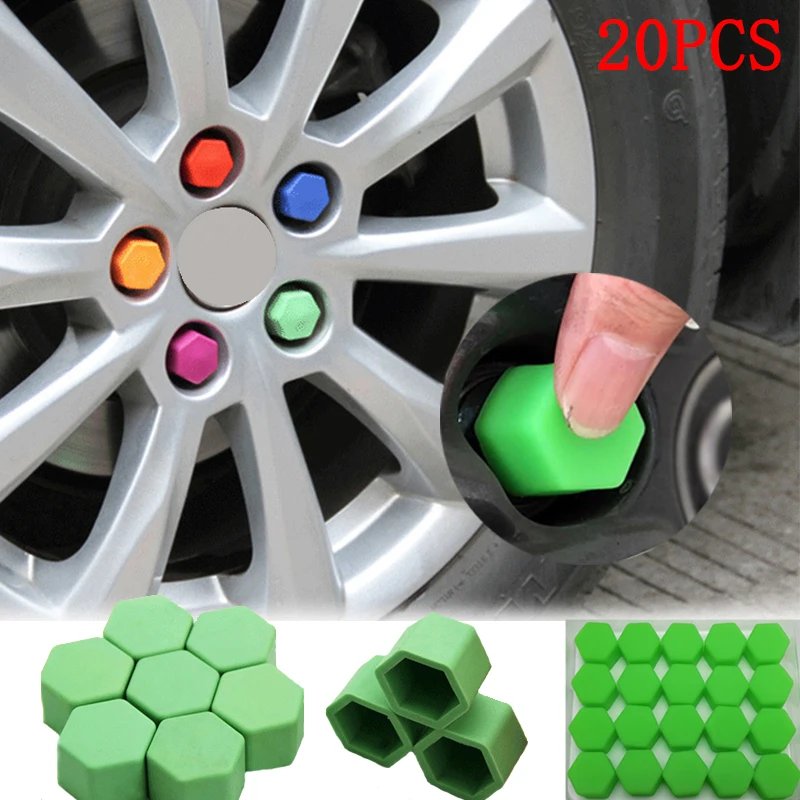 20PCS Universal Car Tyre Wheel Hub Covers Dustproof Protection Caps Silicone Wheel Hub Protector Bolt Auto Accessories 19mm/21mm