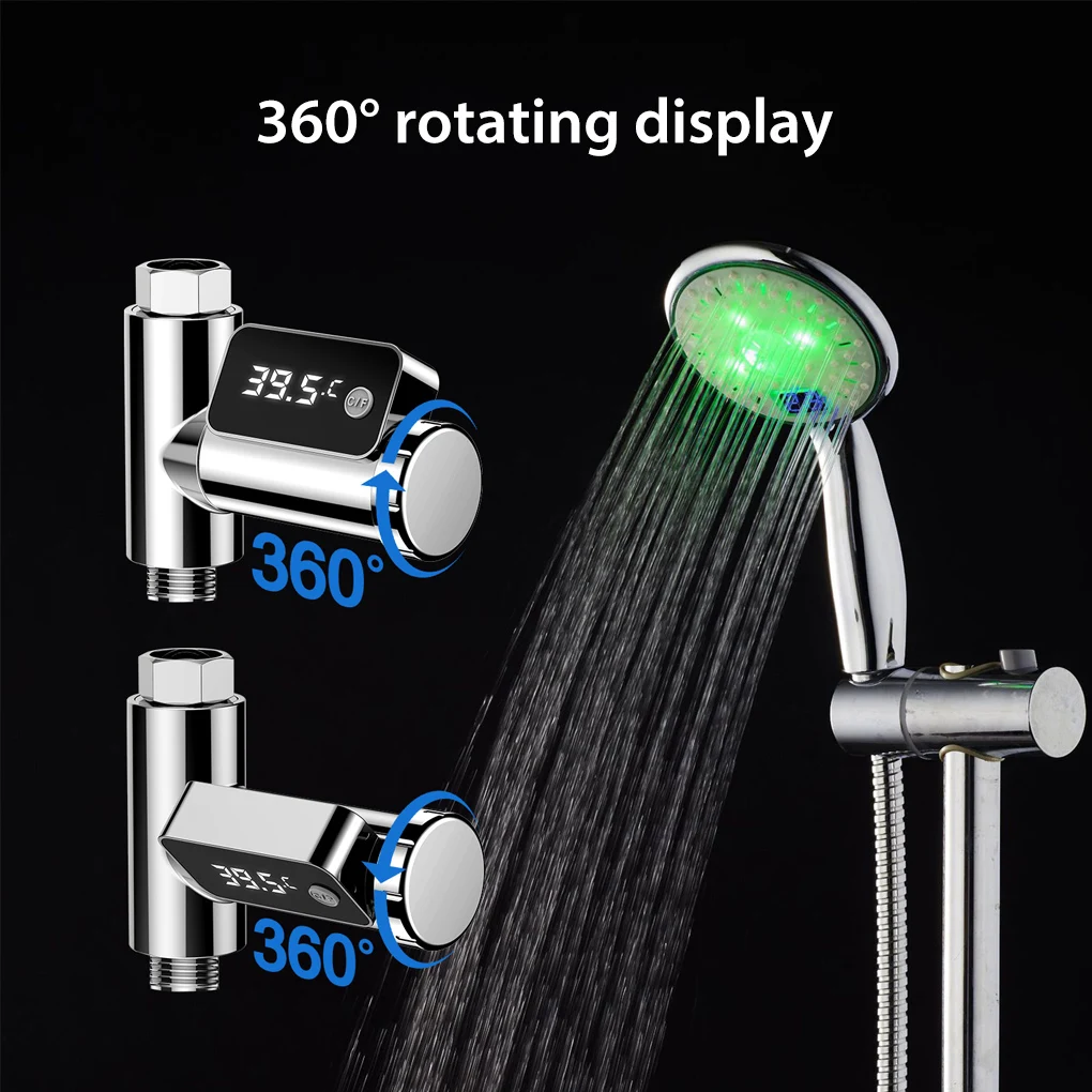 Высококачественный вращающийся на 360 ° светодиодный цифровой термометр для душа