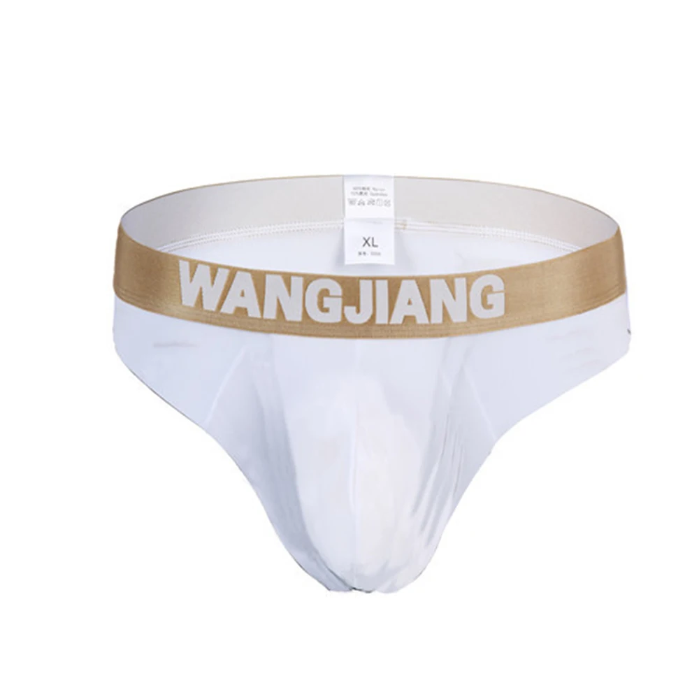 

Men Low Waist Ice Silk Convex Pouch Underpants Solid Color Men's Swim Briefs Sexy Bulge Pouch Thong T Pants Underwear