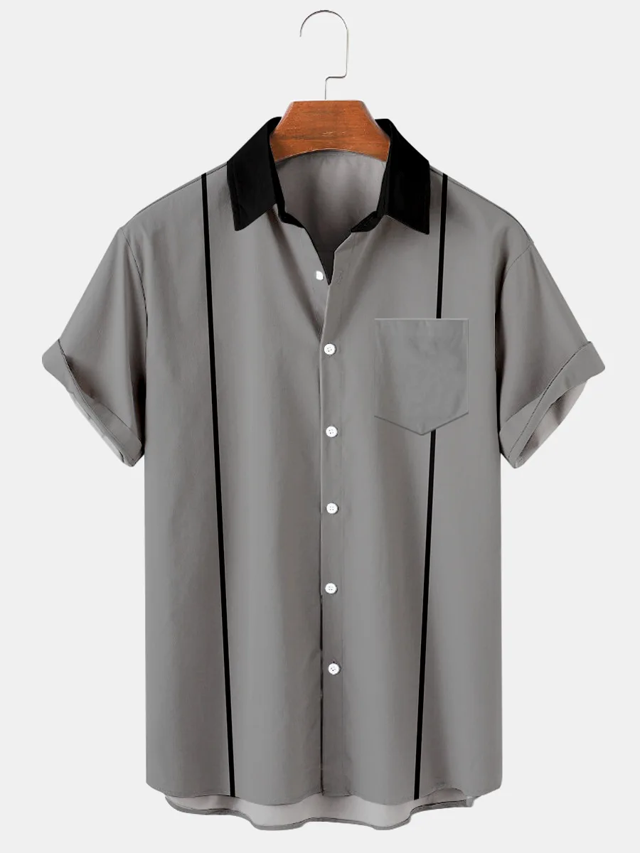 

2022 Summer Short-sleeved Shirt Plus Size Stripe Creative Digital Printing Men's