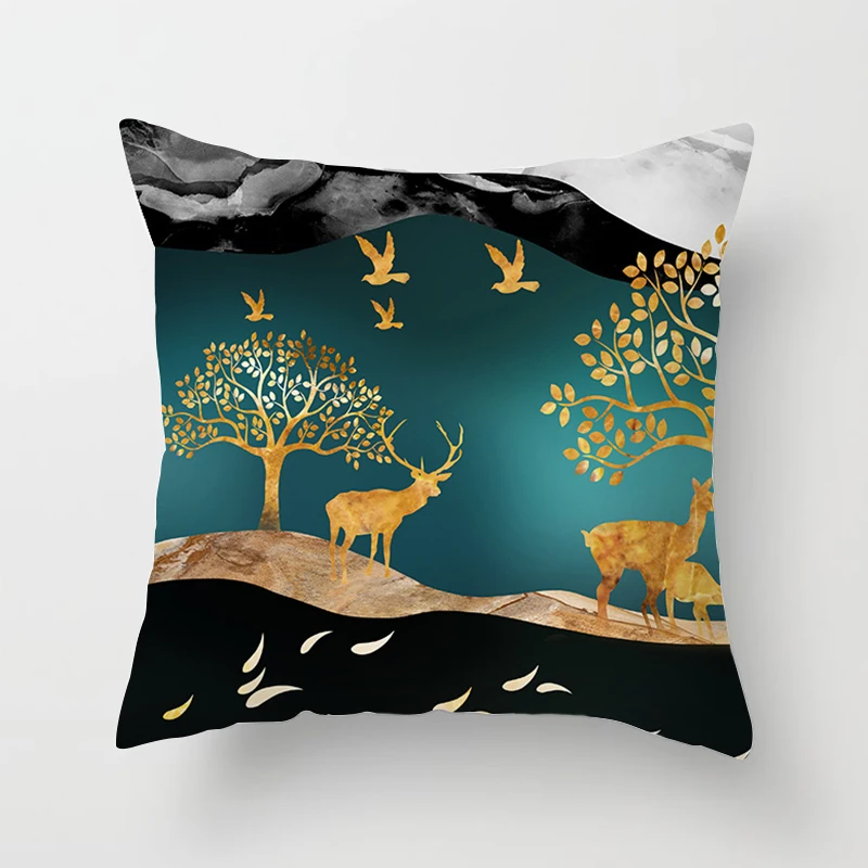 45x45cm Pillow Case Golden Tree Forest Polyester Throw Cushion Cover Car Home Decor Sofa Bed Decorative Pillowcase - купить по