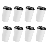 50pcs disposable coffee cups insulation takeaway double layer paper cup with lid 8oz 280ml