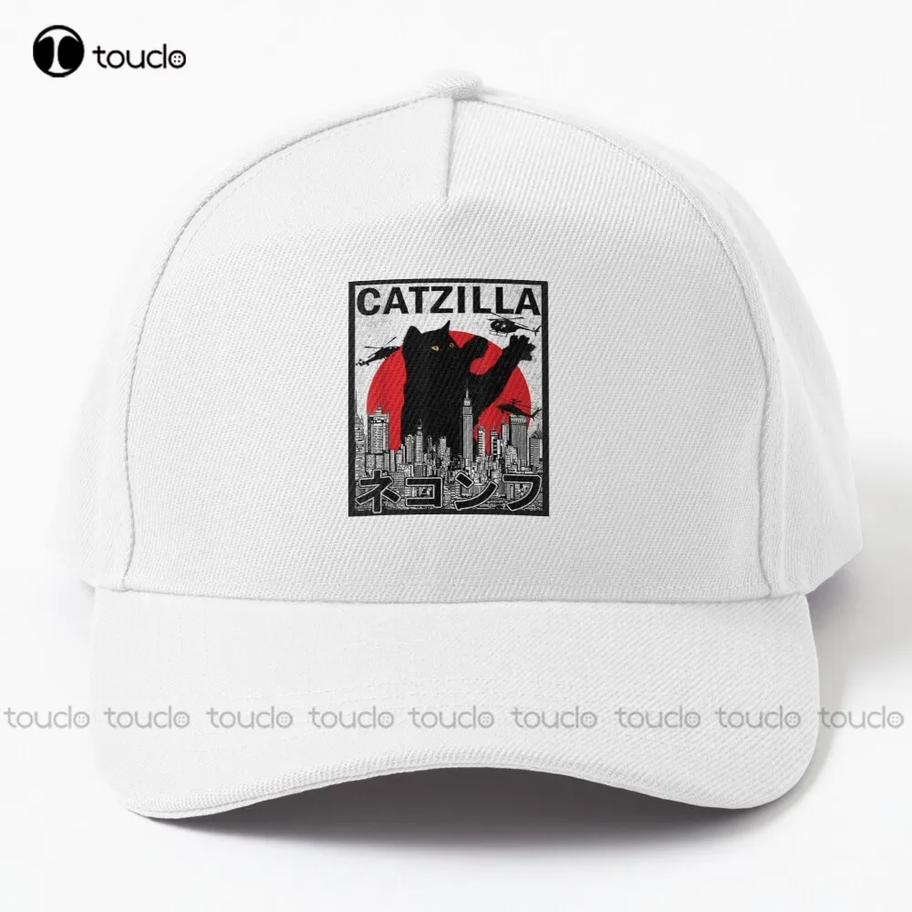 

Catzilla Vintage Baseball Cap Cute Hats For Women Unisex Adult Teen Youth Street Skateboard Cartoon Denim Color Streetwear Gift
