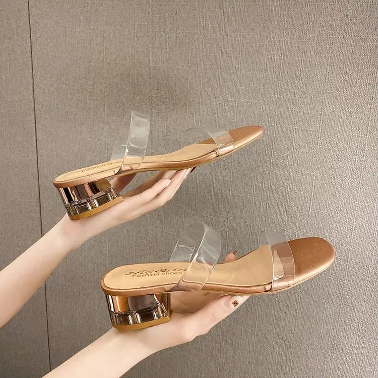 

Fashion Ladies Sandals and Slippers 2022 New Style Sandals and Slippers Women's Fashion Mid Heel Sandals and Slippers Women
