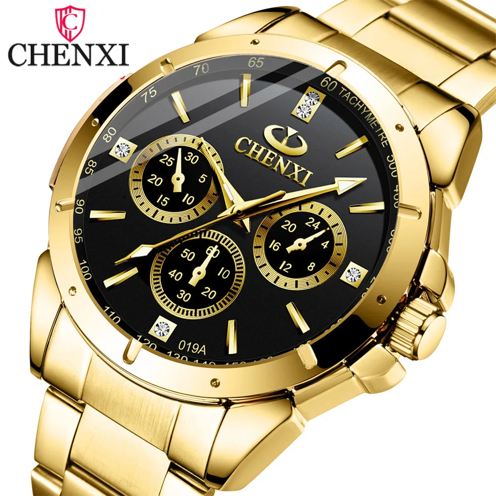 

CHENXI Brand Classic Delicate Rhinestone Couple Lover Watches Fashion Luxury Gold Stainless Steel Men&Women Watch Orologi Coppia